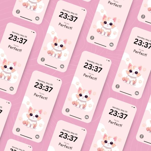 You Are Perfect – Cute Cat Aesthetic Mobile Wallpaper - Image 4